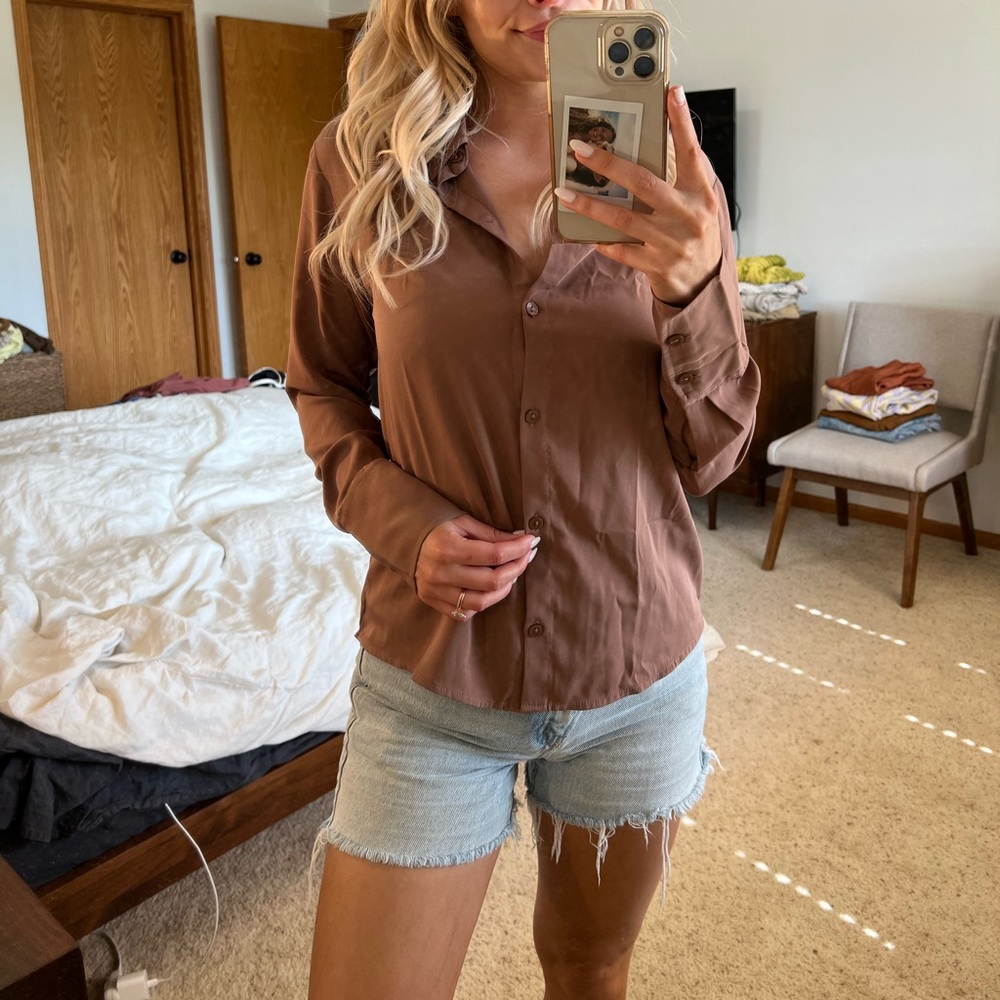 Silky/Satin Button Up From Abercrombie! - image 2